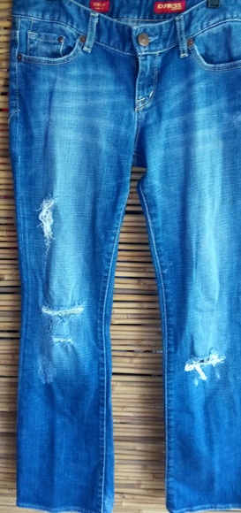 Express 0 Distressed Low Rise Jeans - Picture 1 of 8